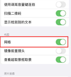 海西直辖苹果手机维修网点分享iPhone如何开启九宫格构图功能 